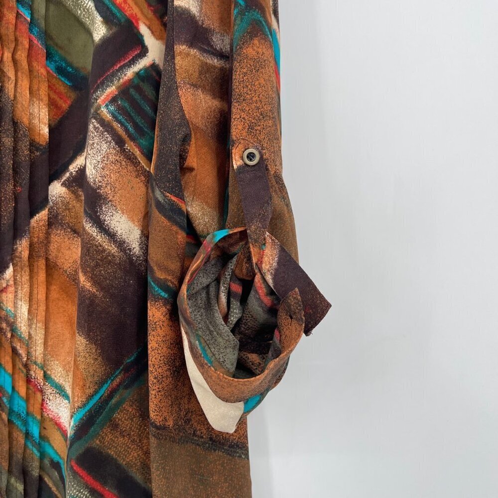 Catherines Multi Color Pleated Button Front Roll … - image 3